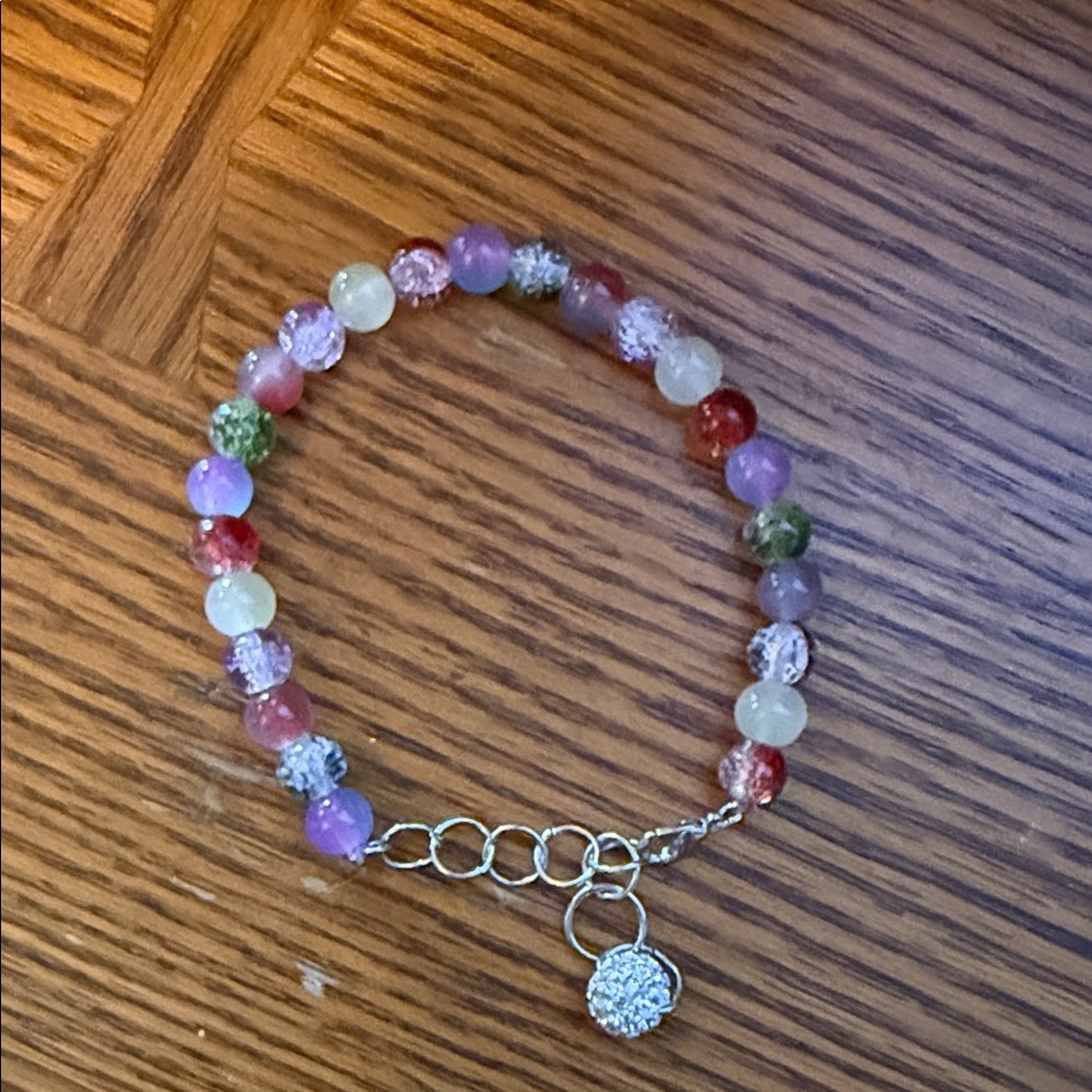 Multicolor Beaded Bracelet with Silver Charm